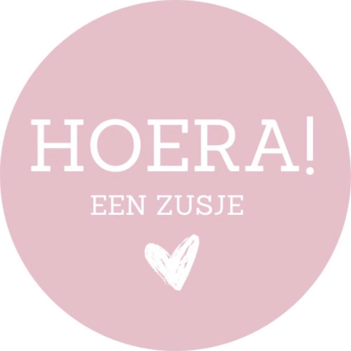 HOERA EEN ZUSJE STICKER | SLUITZEGEL | GEBOORTE | 20 STUKS | ROZE | 4 CM | KLEINE FRUM